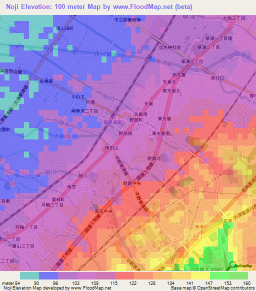 Noji,Japan Elevation Map