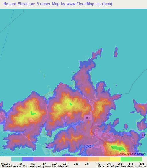 Nohara,Japan Elevation Map