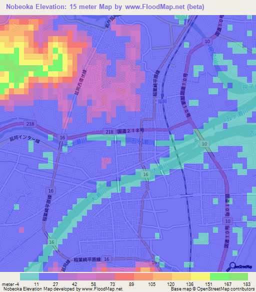 Nobeoka,Japan Elevation Map