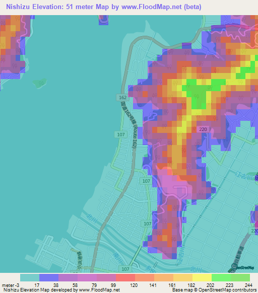 Nishizu,Japan Elevation Map