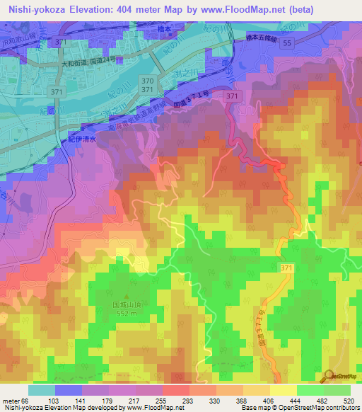 Nishi-yokoza,Japan Elevation Map