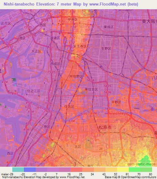 Nishi-tanabecho,Japan Elevation Map