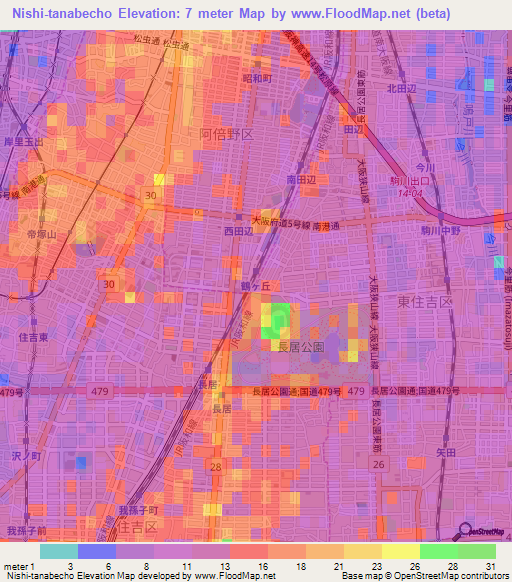 Nishi-tanabecho,Japan Elevation Map