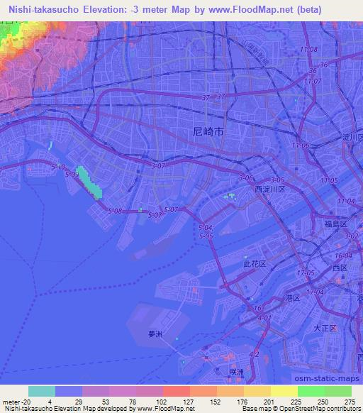 Nishi-takasucho,Japan Elevation Map