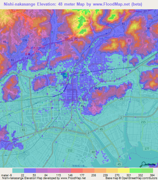 Nishi-nakasange,Japan Elevation Map