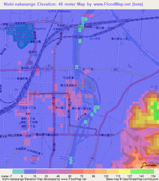 Nishi-nakasange,Japan Elevation Map