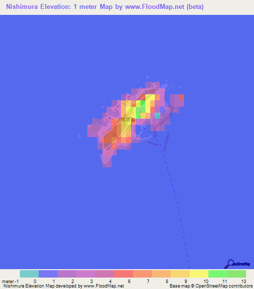 Nishimura,Japan Elevation Map