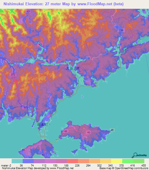 Nishimukai,Japan Elevation Map