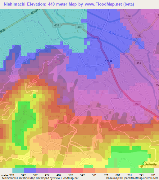 Nishimachi,Japan Elevation Map