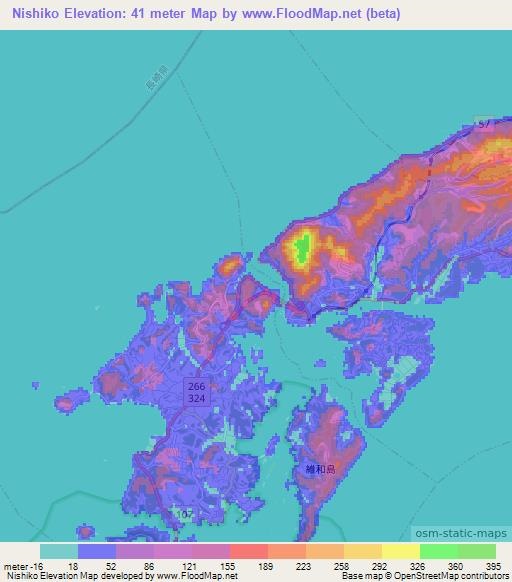 Nishiko,Japan Elevation Map