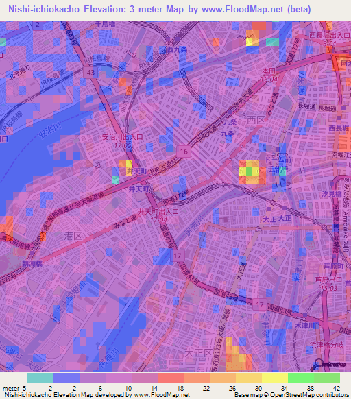 Nishi-ichiokacho,Japan Elevation Map