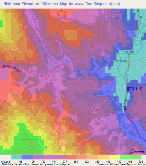 Nishihata,Japan Elevation Map