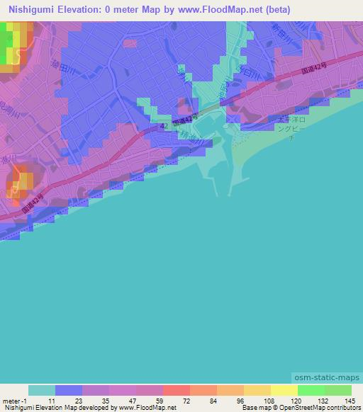 Nishigumi,Japan Elevation Map
