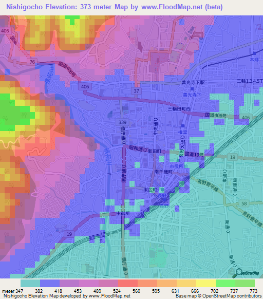 Nishigocho,Japan Elevation Map