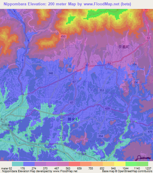 Nippombara,Japan Elevation Map