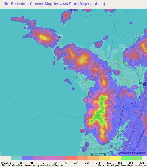 Nio,Japan Elevation Map
