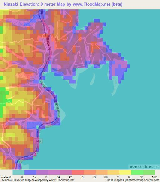 Ninzaki,Japan Elevation Map