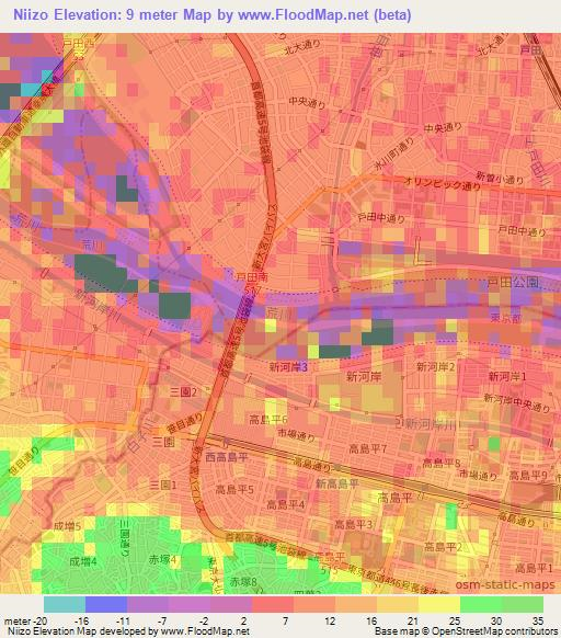 Niizo,Japan Elevation Map