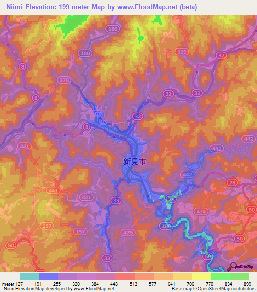Niimi,Japan Elevation Map