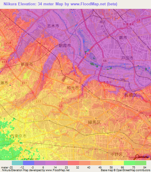 Niikura,Japan Elevation Map