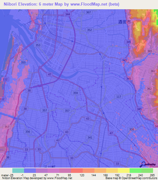 Niibori,Japan Elevation Map