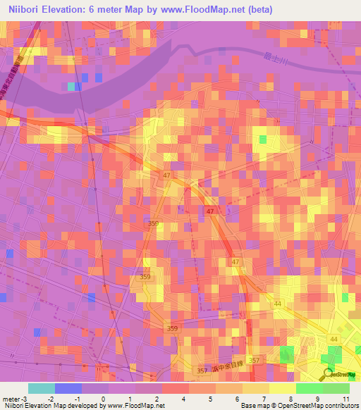 Niibori,Japan Elevation Map