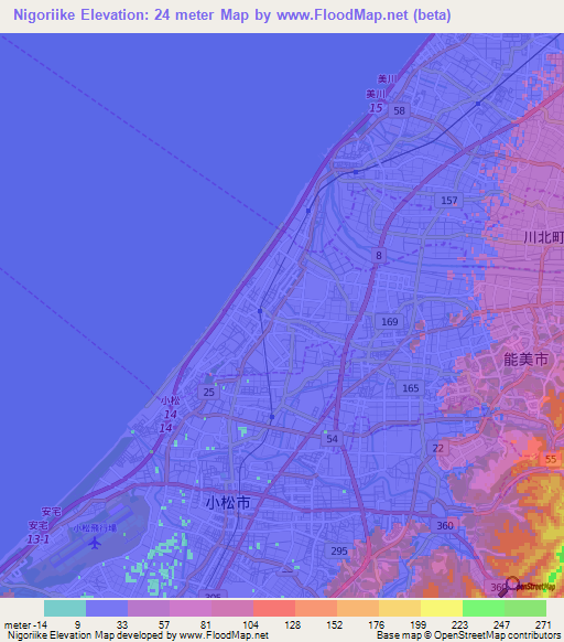 Nigoriike,Japan Elevation Map
