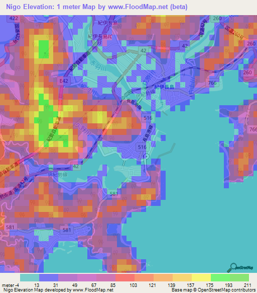 Nigo,Japan Elevation Map