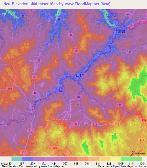Neu,Japan Elevation Map