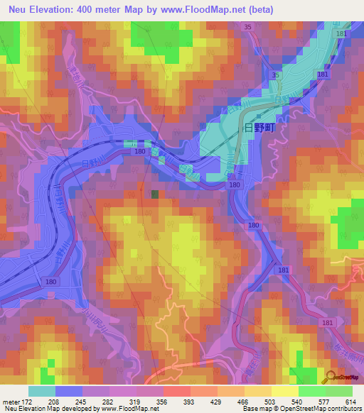 Neu,Japan Elevation Map