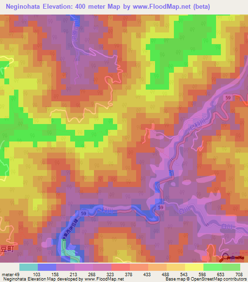 Neginohata,Japan Elevation Map