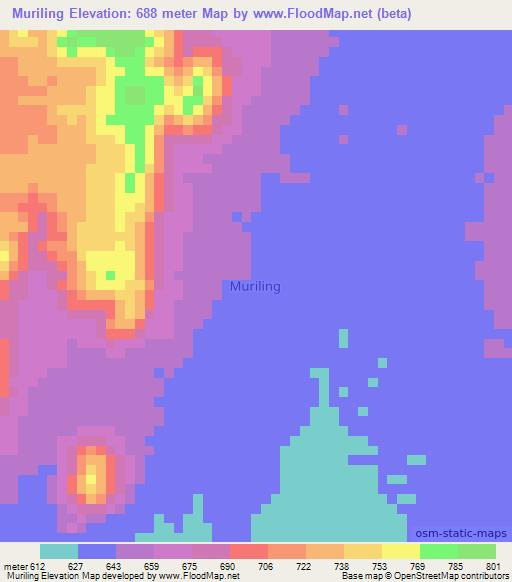 Muriling,Kenya Elevation Map