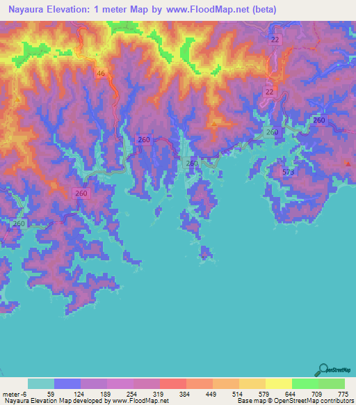 Nayaura,Japan Elevation Map