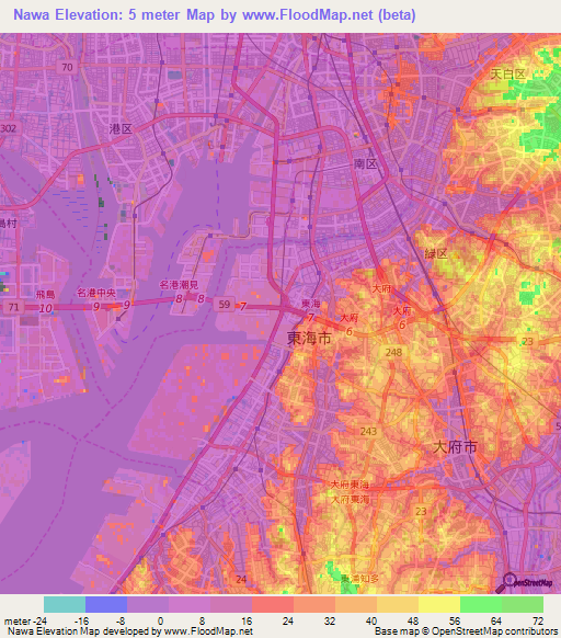 Nawa,Japan Elevation Map