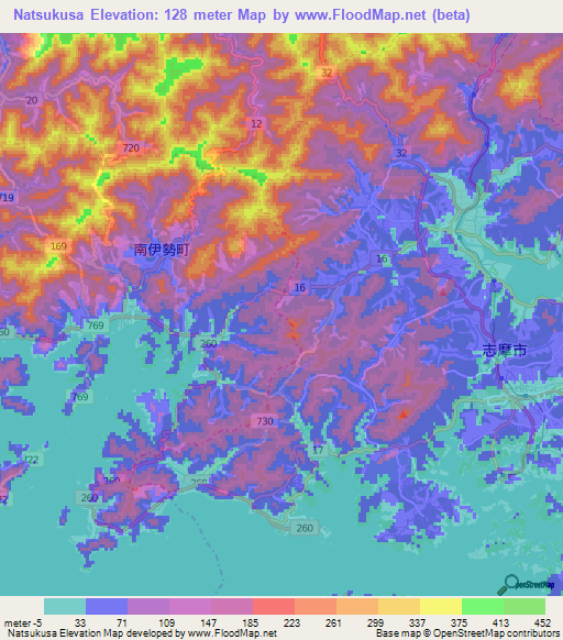 Natsukusa,Japan Elevation Map