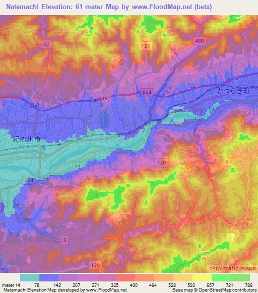 Natemachi,Japan Elevation Map