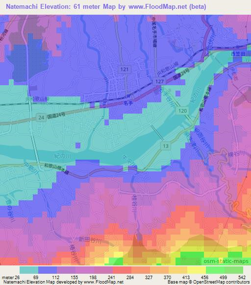 Natemachi,Japan Elevation Map
