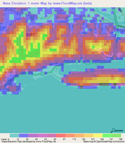 Nasa,Japan Elevation Map