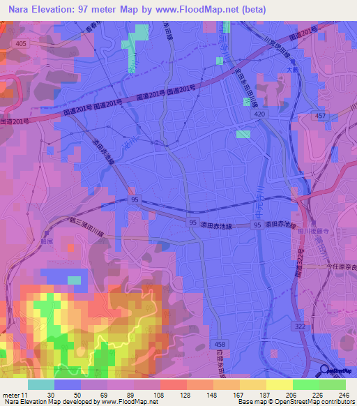 Nara,Japan Elevation Map