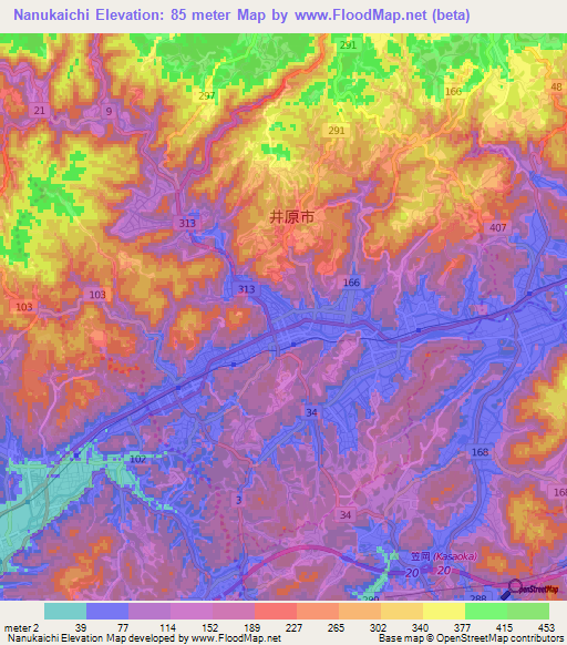 Nanukaichi,Japan Elevation Map