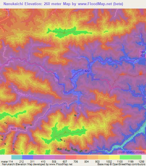 Nanukaichi,Japan Elevation Map