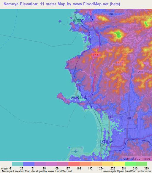 Namuya,Japan Elevation Map