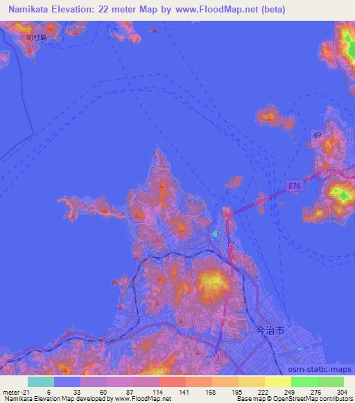 Namikata,Japan Elevation Map