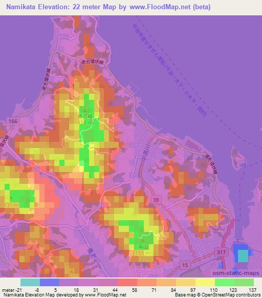 Namikata,Japan Elevation Map
