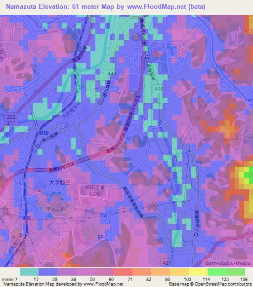 Namazuta,Japan Elevation Map