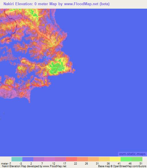 Nakiri,Japan Elevation Map