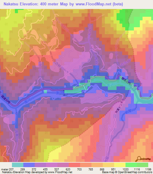 Nakatsu,Japan Elevation Map