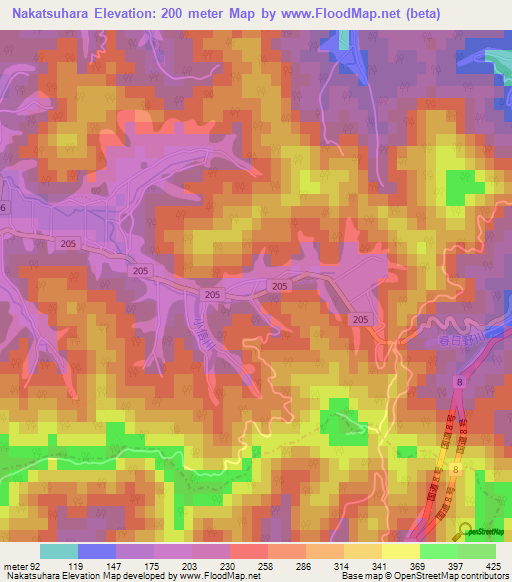 Nakatsuhara,Japan Elevation Map