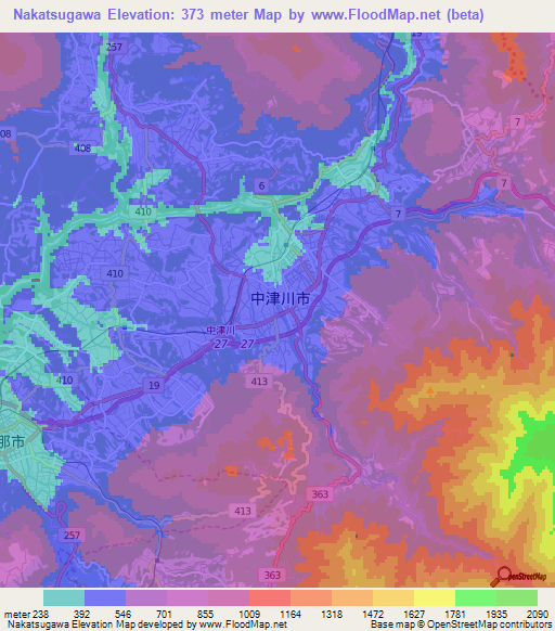 Nakatsugawa,Japan Elevation Map