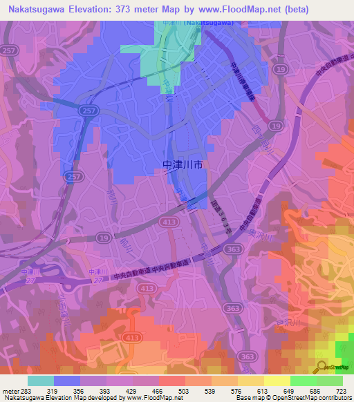 Nakatsugawa,Japan Elevation Map